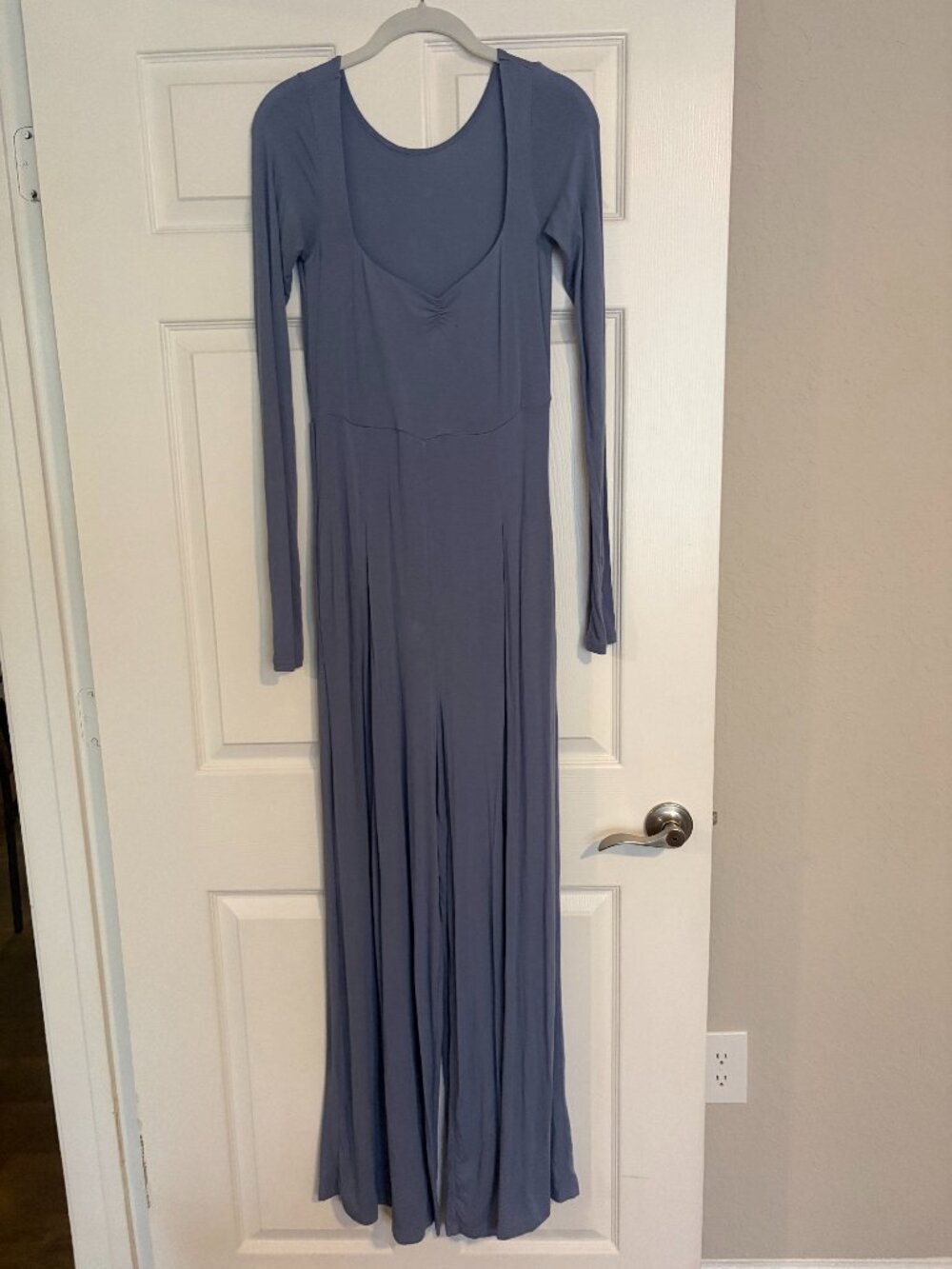 Super Comfortable Long-Sleeve Blue Jumpsuit